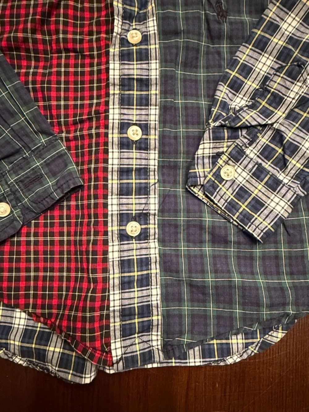 Polo Ralph Lauren Baby Boys Patchwork Plaid Button Down Shirt 12M Cotton